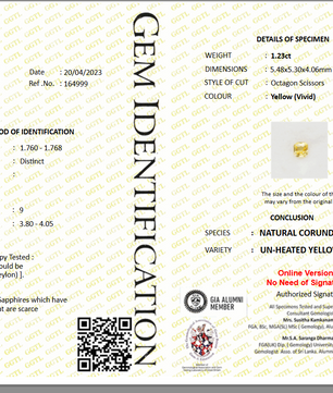 1.23 ct Octagonal Yellow Sapphire