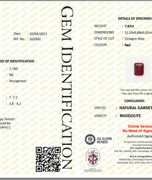 7.67 ct Octagonal Red Rhodolite