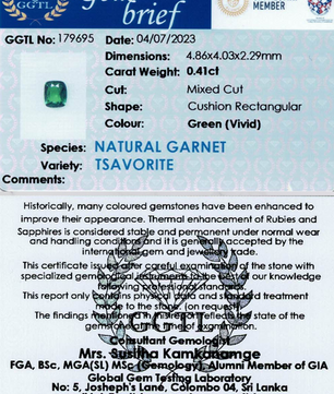 0.41ct Rectangular Vivid Green Tsavorite Garnet
