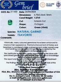1.27 ct Octagonal Vivid Green Tsavorite