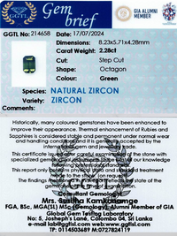 2.28 ct Octagonal Green Zircon
