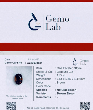1.77 ct Oval Brown Zircon