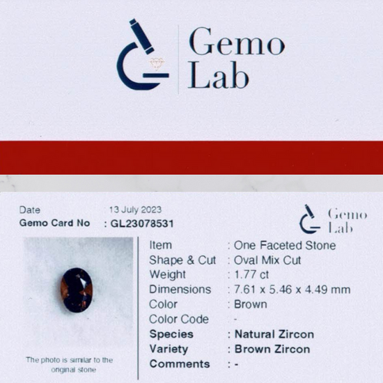 1.77 ct Oval Brown Zircon