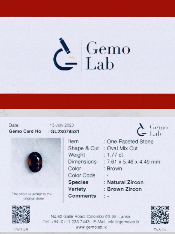1.77 ct Oval Brown Zircon