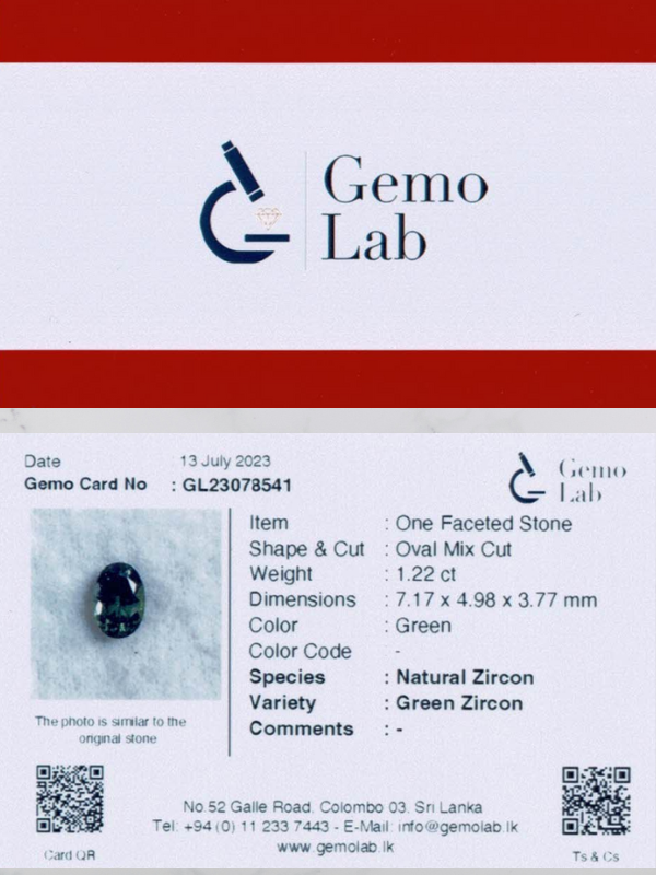1.22 ct Oval Green Zircon
