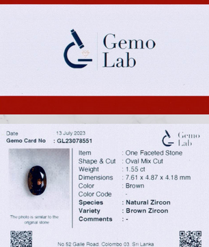 1.55 ct Oval Brown Zircon