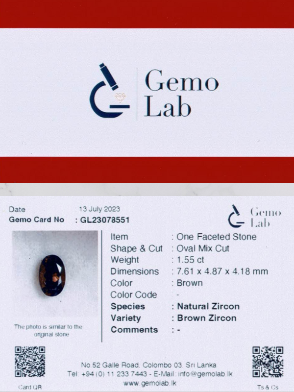 1.55 ct Oval Brown Zircon