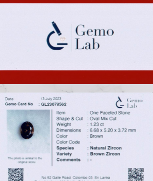 1.23 ct Oval Brown Zircon