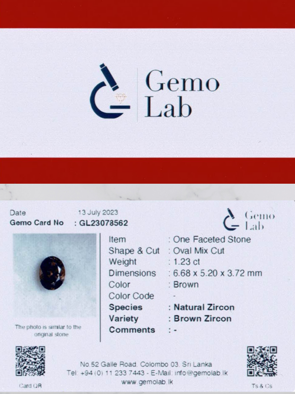 1.23 ct Oval Brown Zircon
