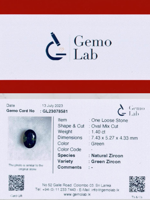 1.40 ct Oval Green Zircon
