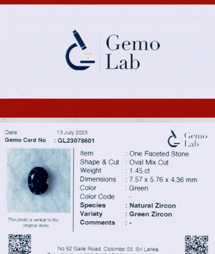 1.45 ct Oval Green Zircon