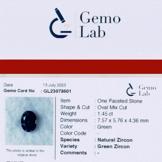 1.45 ct Oval Green Zircon