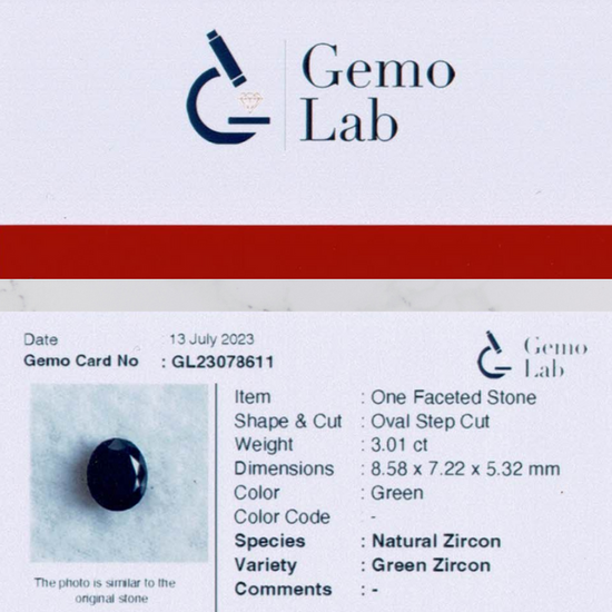 3.01 ct Oval Green Zircon