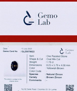 1.78 ct Oval Yellowish-Brown Zircon