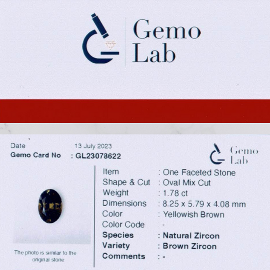1.78 ct Oval Yellowish-Brown Zircon