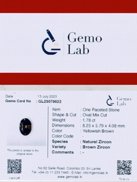 1.78 ct Oval Yellowish-Brown Zircon