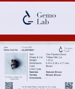 1.52 ct Trilliant Brown Zircon