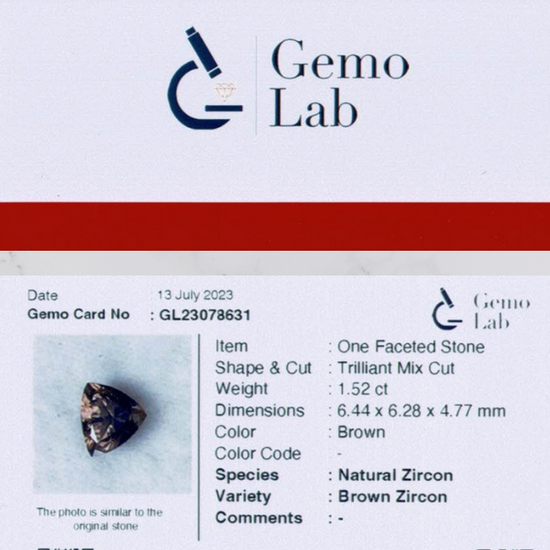 1.52 ct Trilliant Brown Zircon