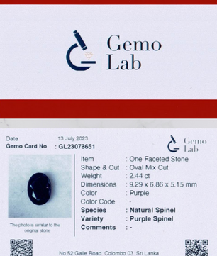2.44 ct Oval Purple Spinel