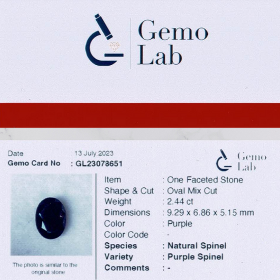 2.44 ct Oval Purple Spinel