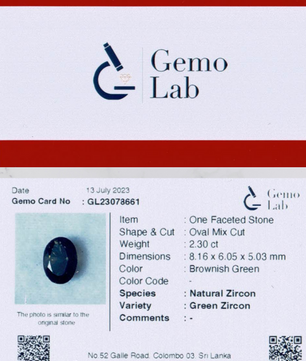 2.30 ct Oval Brownish-Green Zircon