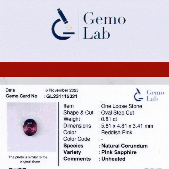 0.81 ct Oval Reddish-Pink Sapphire