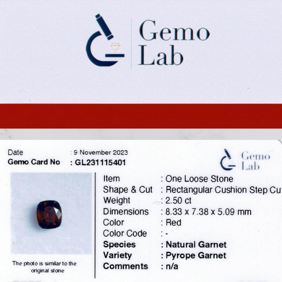 2.50 ct Rectangular Red Pyrope Garnet