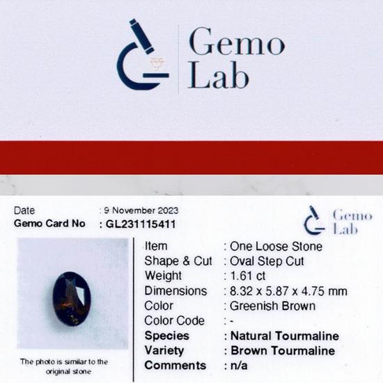 1.61 ct Oval Greenish-Brown Tourmaline