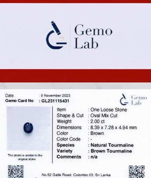 2.0 ct Oval Brown Tourmaline