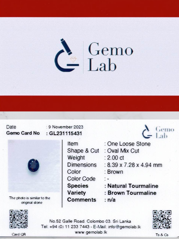 2.0 ct Oval Brown Tourmaline