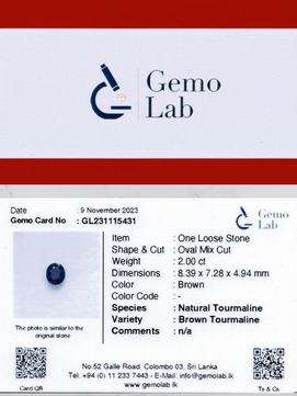 2.0 ct Oval Brown Tourmaline