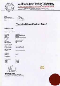 Medium yellow Oval Sapphire 1.91 CT